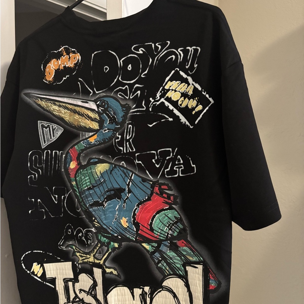 Blue Island Black Graphic T-Shirt